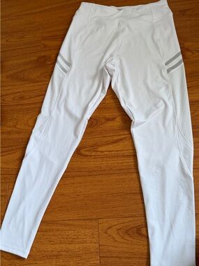 Fashion Nova White Perforated Active Leggings with Reflective Detail